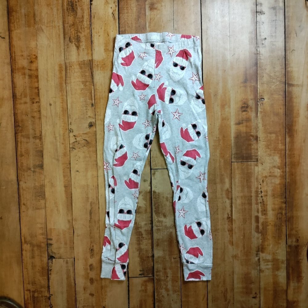 Place size 8 Christmas pajamas set Santa cotton unisex holiday red gray - Picture 2 of 5